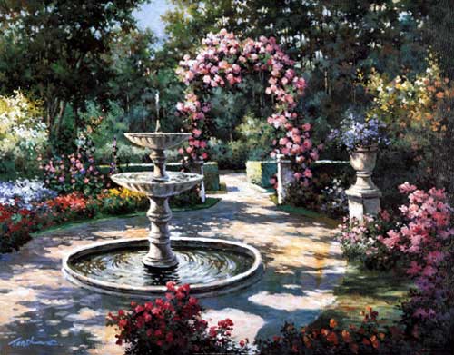 Springbrunnen Im Garten Chiu Kunstdruck 20x25 Cm Online Kaufen