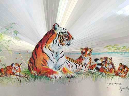 Tiger mit Jungen Dufex Alu Bild